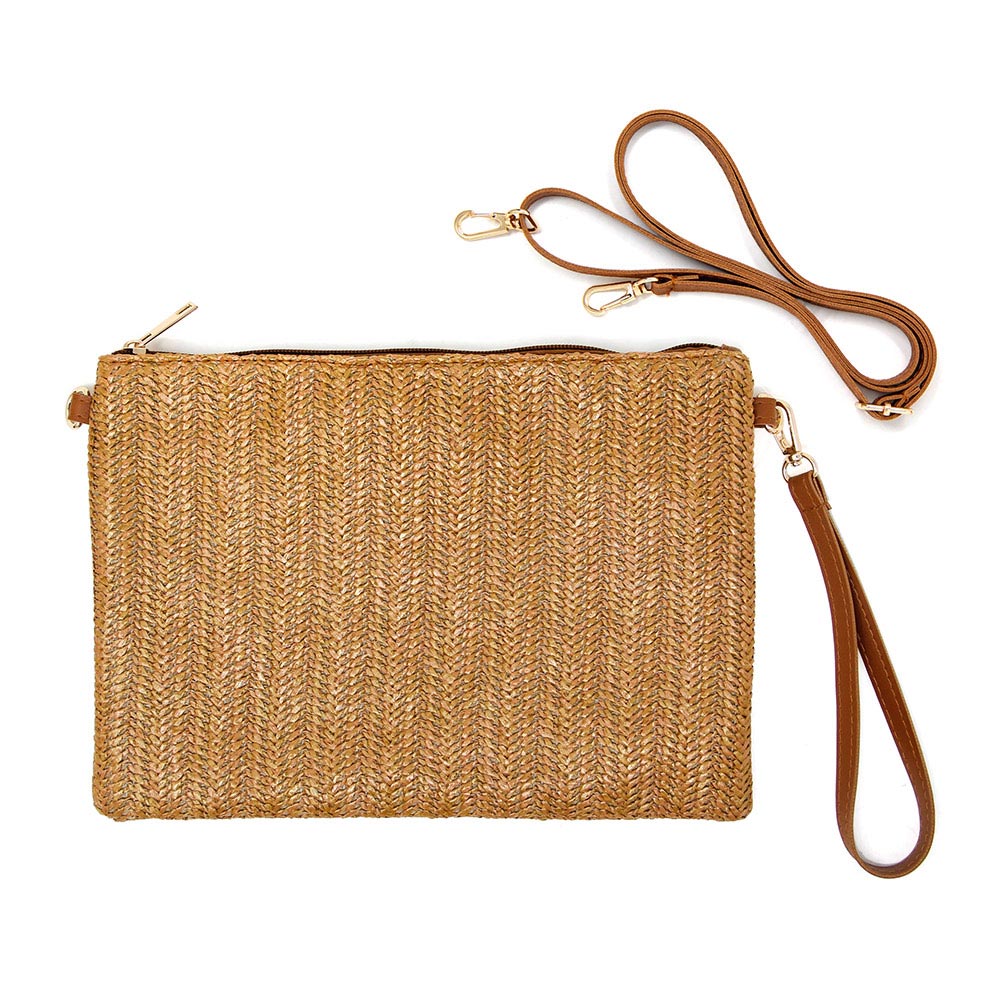 Khaki Straw Clutch
