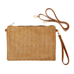 Khaki Straw Clutch