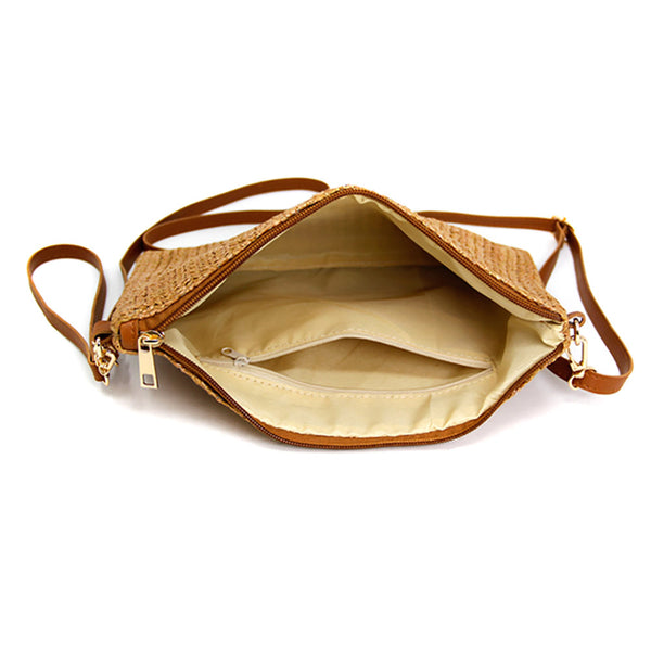 Khaki Straw Clutch